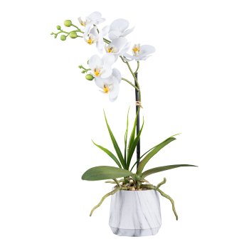 Orchidee im Melaminetopf, 50 cm, weiß "Real Touch"