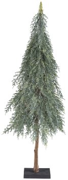 Cypress on wooden base, 76cm, grey