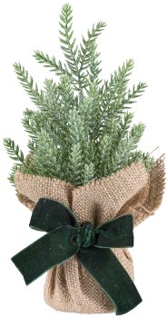 Conifer tree in jute bag, 21cm, green
