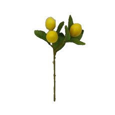 Zitronenzweig, 25cm, mit 3 Früchten, gelb