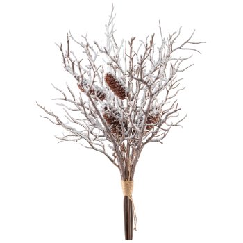 Bündel mit Zapfen und Schnee, 48cm, dunkelbraun