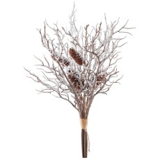 Bündel mit Zapfen und Schnee, 48cm, dunkelbraun
