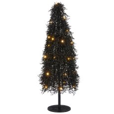 Decorative tree with light and glitter, 91cm, black