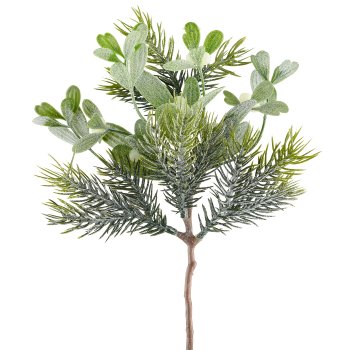 Fir/mistletoe pick iced, 25cm, green