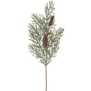 Kiefernzweig mit Zapfen geeist, 66cm, grün