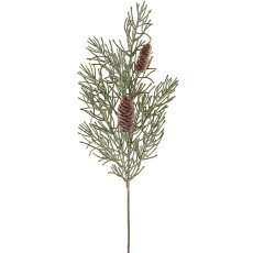Kiefernzweig mit Zapfen geeist, 66cm, grün