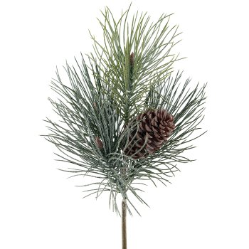 Kiefernzweig mit Zapfen geeist, 36cm, grün