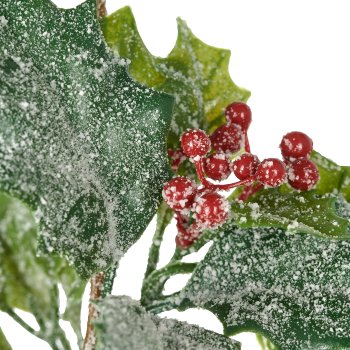 Ilexgirlande mit Beeren und Schnee, 178cm, grün