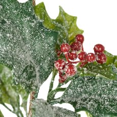 Ilexgirlande mit Beeren und Schnee, 178cm, grün