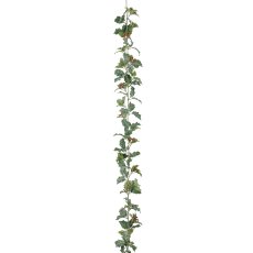 Ilexgirlande mit Beeren und Schnee, 178cm, grün