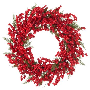 Berry wreath, 76cm, red