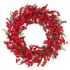 Berry wreath, 76cm, red