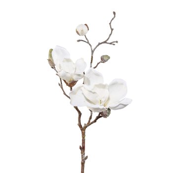 Artificial magnolia frosted, 50cm, white