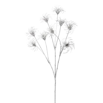 Clematis branch, metallic, 70 cm, silver