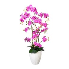 Orchidee Phalaenopsis x12, ca 110cm, lilapink, Real Touch, 12 Bl., m. Erde, in Keramik