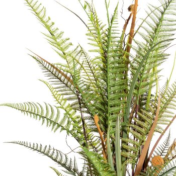 Fern-grass-mix ca 110cm, green-brown plastic, in plastic pot black 17x14cm,