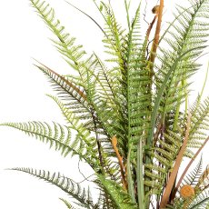 Fern-grass-mix ca 110cm, green-brown plastic, in plastic pot black 17x14cm,