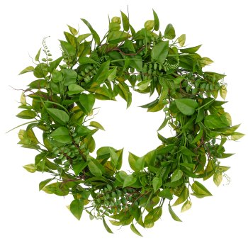 Mix leaf wreath, Øapprox. 60cm, green, plastic