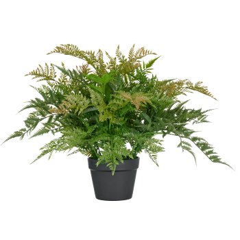 Fern bush XL, approx. 60x Ø70cm, green, in plastic pot 18x14cm, UV-resistant