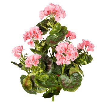 Geranium bush x7, ca. 40cm, Pink, 26 leaves, Material UV-resistant