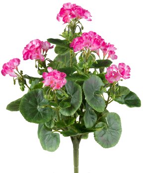 Geranium bush x7, ca. 40cm, Pink, 26 leaves, Material UV-resistant