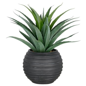 Agave, 75cm, green, in black fibreclay pot 33x26cm with gravel, UV-resistant