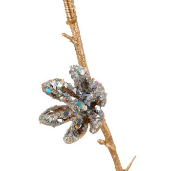 Cotton fruit branch, 105cm, silver