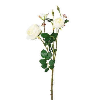 Rose branch x5 4/Poly, 63cm, white