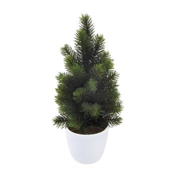 Little fir tree, approx 38cm, in ceramic pot 11cm white