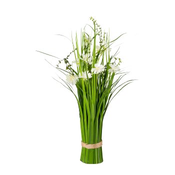 Grass Bush with Cosmea, 44cm, White