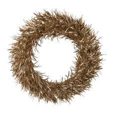 Deco wreath made of artificial podocarpus, 43cm, gold