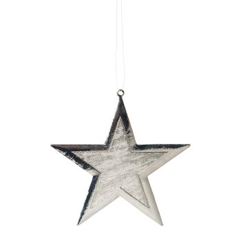 Metal Pendant Star 1/Poly, 10 cm, Silver, 1/Piece