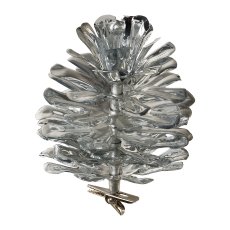 Pine Cone with Clip, Metallic 6/Poly, 10cm, Silver, 6/Pcs