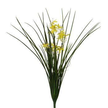 Grass Bush with Star Flowers, 43cm, Yellow