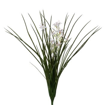 Grass Bush with Star-Shaped Flowers, 43cm, White