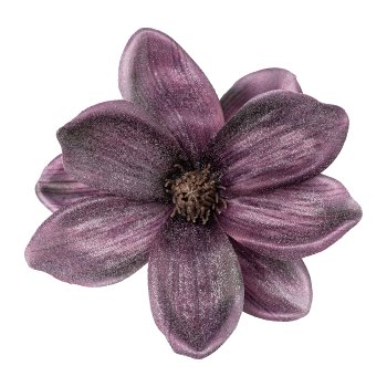 Magnolia Blossom with Clip Iced, 16cm, Aubergine