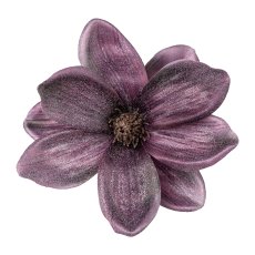 Magnolienblüte mit Clip geeist, 16cm, aubergine