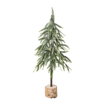 Künstliches Fichtenstämmchen auf Holzsockel, 60cm, schnee