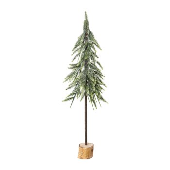 Artificial spruce trunk on wooden base, 80cm, snow