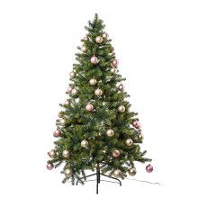 Tannenbaum, 250 LED, 783 Tips, 150cm, 60 Kugeln rosa-mix