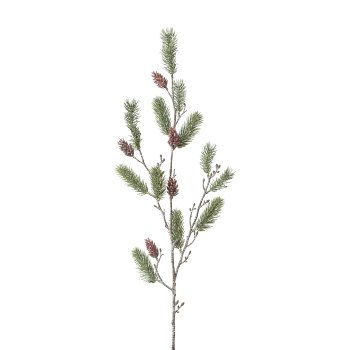 Fir Branch with Cones, 97cm, White Washed