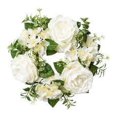 Candle Ring Roses/Flowers, White