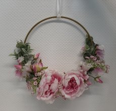 Peony Decoration Wreath, 31 cm, light violet