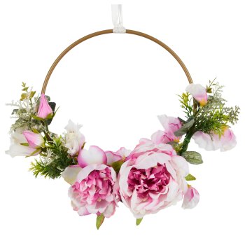 Peony decorative wreath, 25cm, light purple