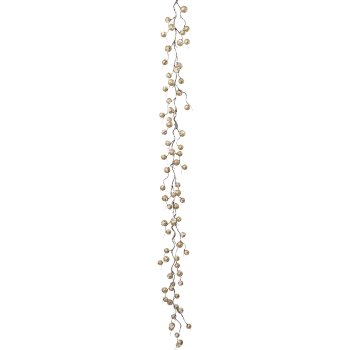 Ball garland with snow,1/poly, 168cm, champagne,
