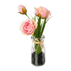 Rosen in Glasvase, 21 cm, rosa