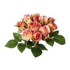 Rose bouquetx 16, 29 cm, pink