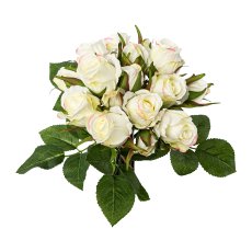 Rose bouquet x16, 29cm, cream