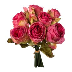 Rose bouquet x9, 29cm, pink