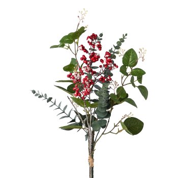 Berry/eucalyptus bouquet, 58cm, green-red